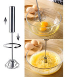 Batedor Inox Semi Automatico rotativo Ovos Massas Multiuso Prático e Fácil Mixer 30CM x 7CM Manual Inox | Mix Food