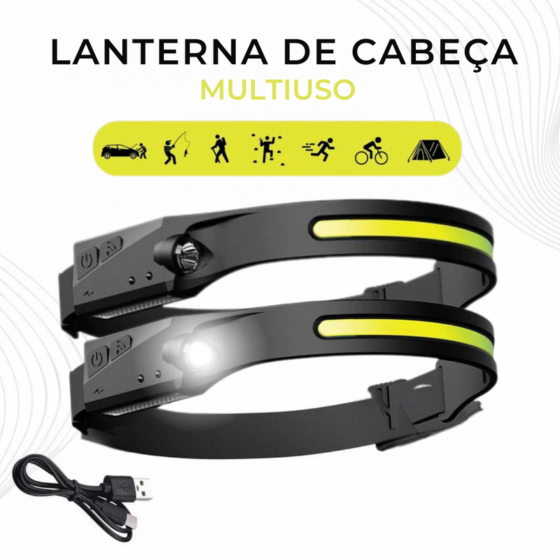 Lanterna de Cabeça recarregável IMPERMEÁVEL - Portal Shop Brasil | Compre 1 Leve 2