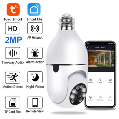 Câmera Lâmpada Vigia Rotativa 360 WiFi